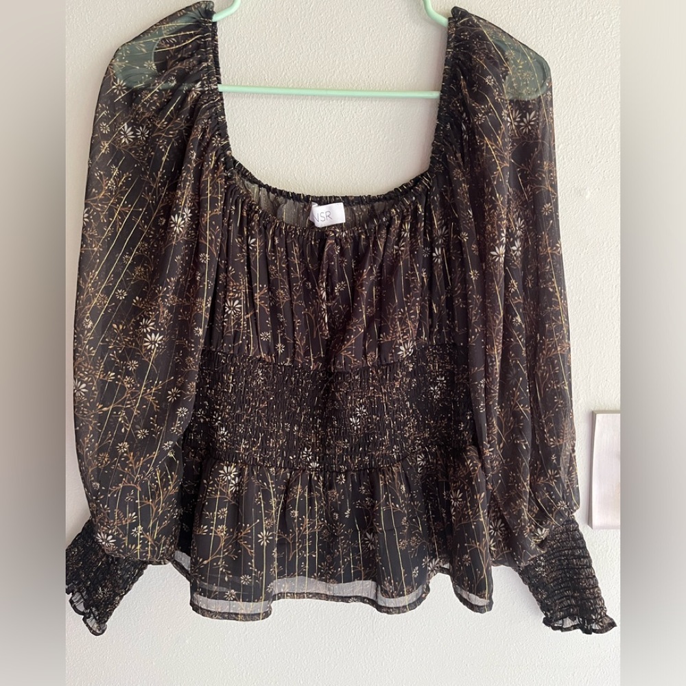 NSR Black and Gold Floral Top